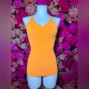 Versace orange rib knit sleeveless top